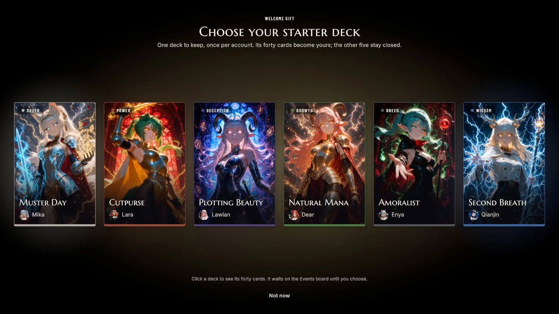 Choosing a starter deck